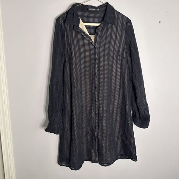 Doe & Rae Navy Shirt Dress  L - Picture 8 of 13